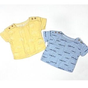 Easy-Peasy Shirts 6-9 Months 2 Baby Short Sleeve Shirts Yellow Blue Cotton